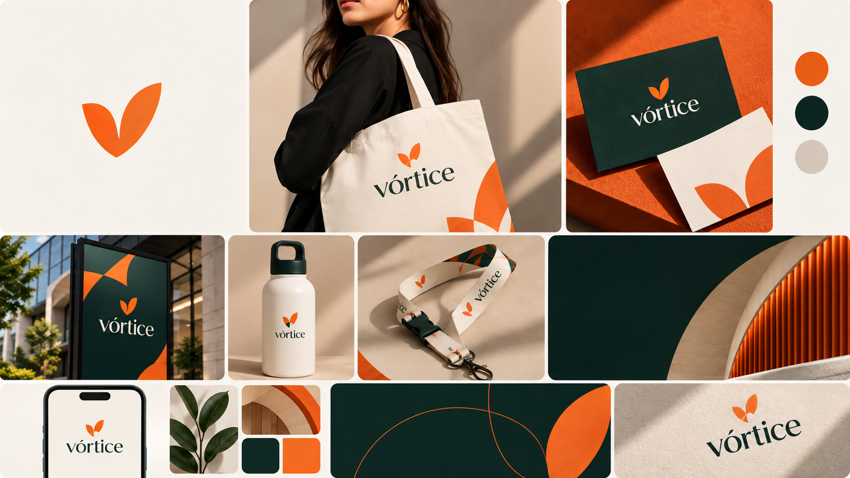 Aplicações de identidade visual Vórtice