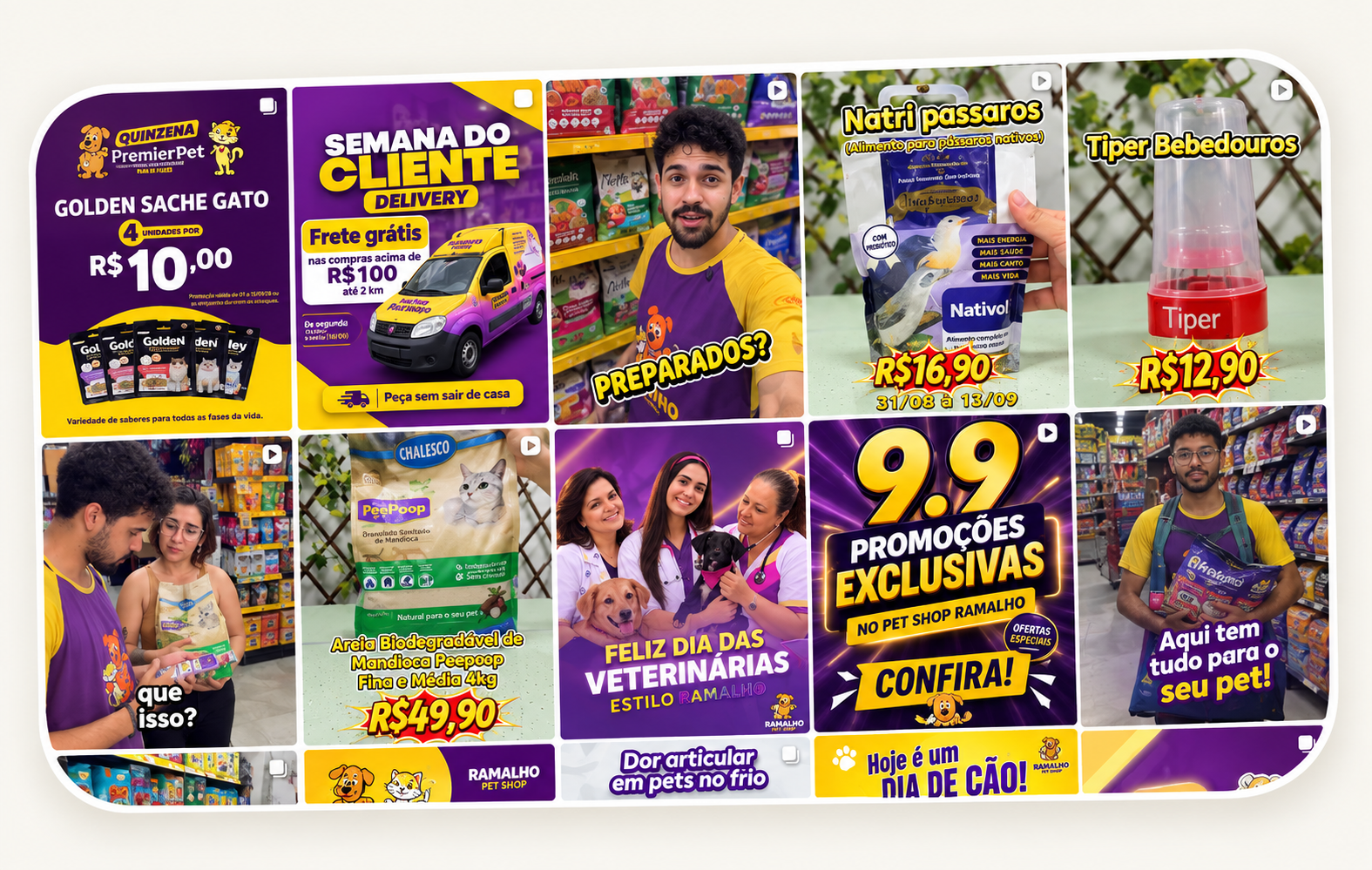 Conteúdo para redes sociais do Pet Shop Ramalho